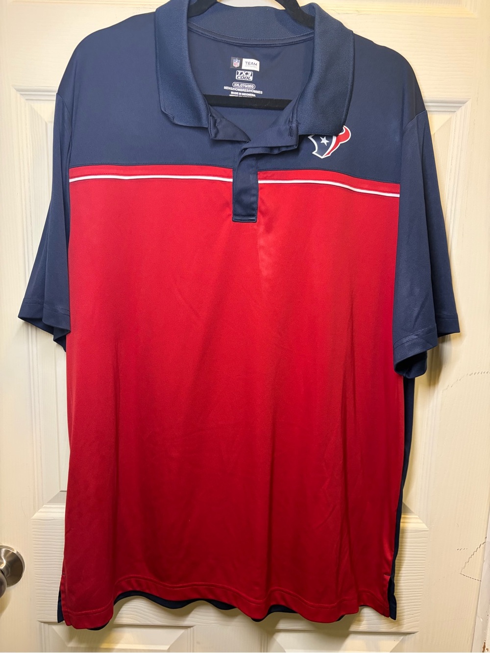 Team Apparel Texans Red and Navy Men’s Polo with Chest Logo